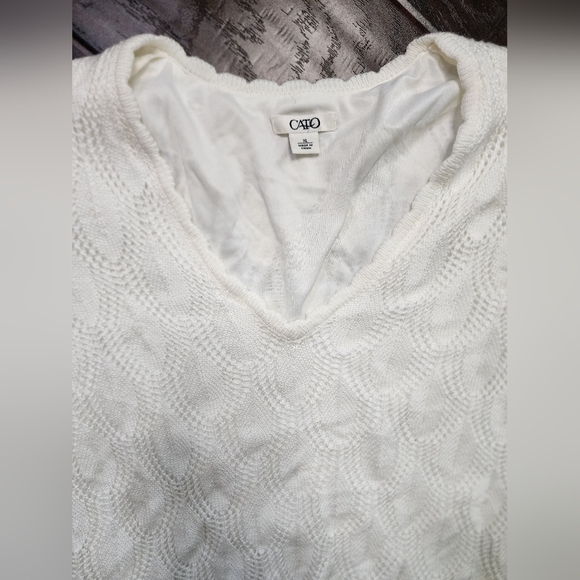 Cato Womens White Lace Sweater Top XL - Picture 6 of 9